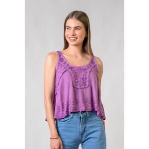 "Petticoat" Sleeveless Viscose Tank Top in Pink